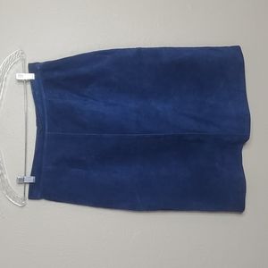 Vintage Fbi Blue Suede Leather Pencil Knee Length Skirt
